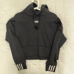 Adidas Originals logo tape cropped hoodie